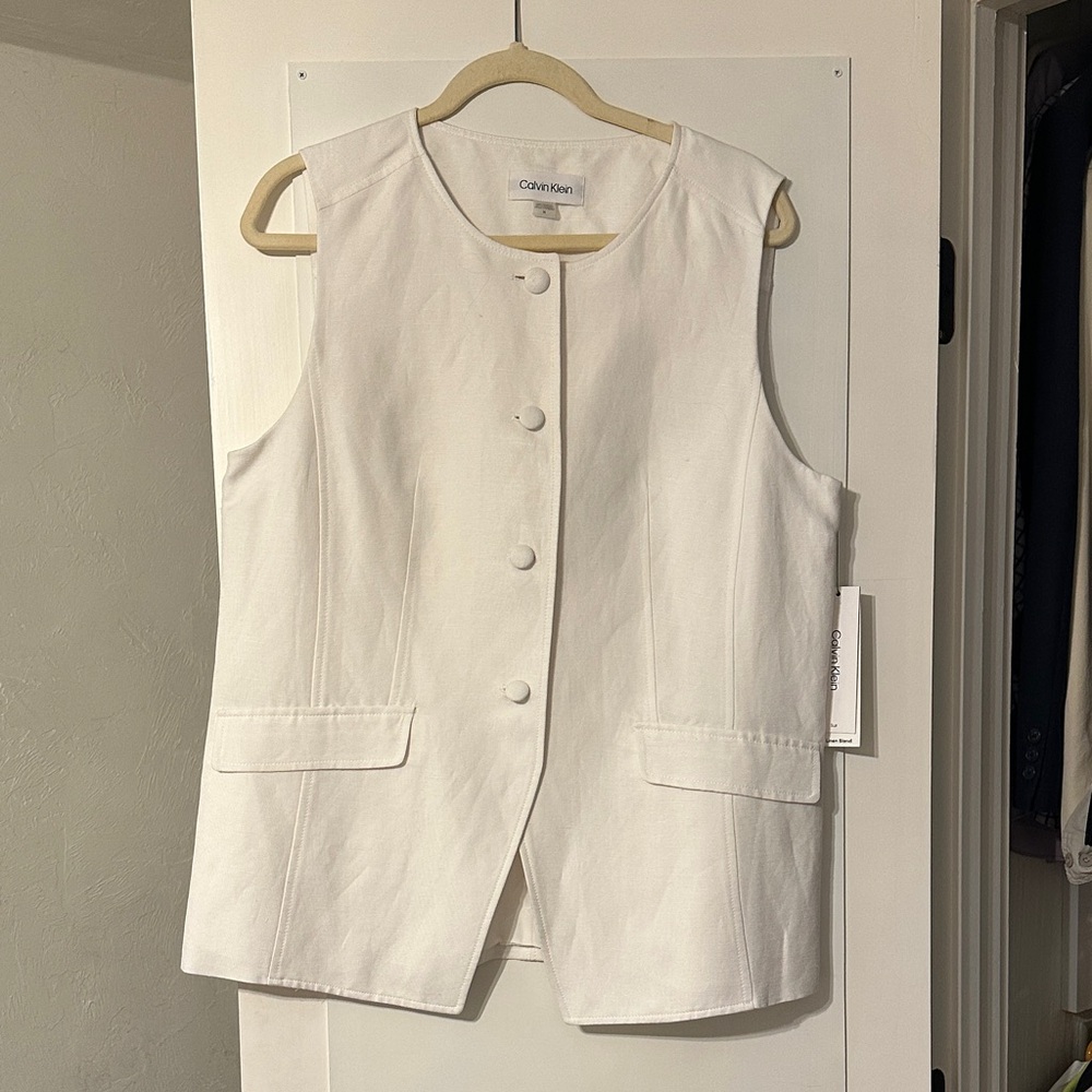 Calvin Klein Ivory Buttoned Vest